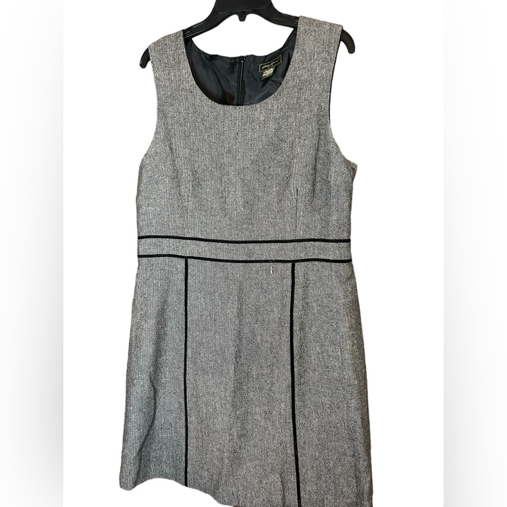 Eddie Bauer Size 14 Wool Blend Black and white Tweed Dress, sleeveless